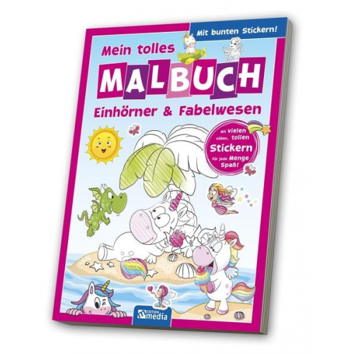 Malbuch mit Stickern: Einhörner