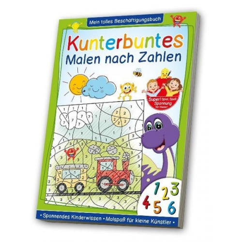 Kunterbuntes Malen nach Zahlen - Fahrzeuge, Dinos