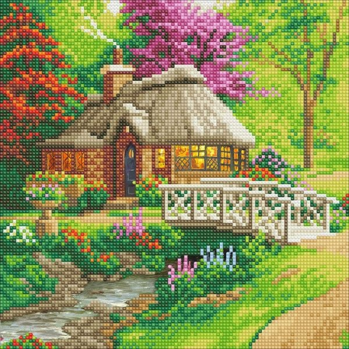 Craft Buddy CAK-TK2M - Crystal Art, Friendship Cottage, Thomas Kinkade Kit, 30 x 30 cm