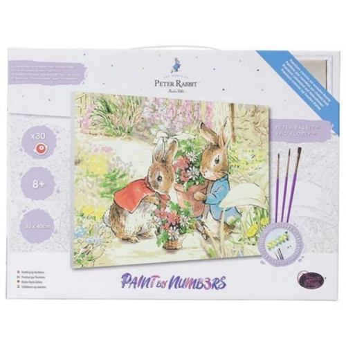 Craft Buddy PBN-PRBT02 - Paint by Numbers, Peter Rabbit and Flopsy, 30x40 cm, Malen nach Zahlen