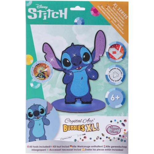 Craft Buddy CAXLBD-DNY001 - Crystal Art XL Buddies, Stitch Disney Series XL, Figur 20 cm, Kristallkunst-Bastelset