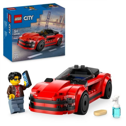 LEGO City Roter Sportwagen - Set mit Spielzeug Supersportwagen 60448