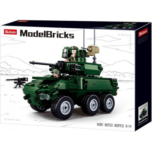 Sluban Model Bricks M38-B0753 - Spähpanzer III, Panzer, Bausatz, 382 Klemmbausteine, 2 Figuren