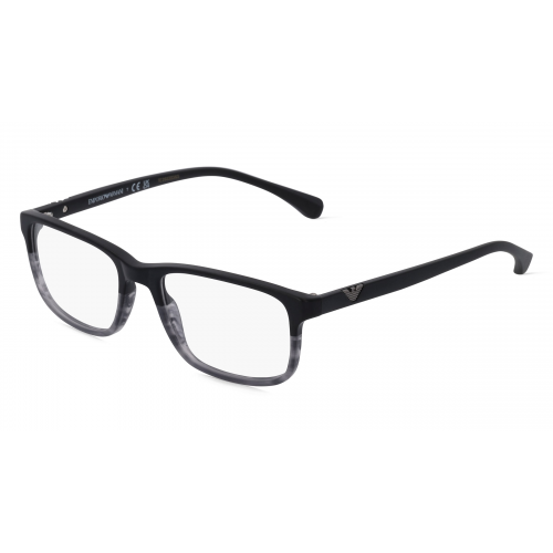 Emporio Armani EA3098 Herren-Brille inkl. Gläser Vollrand Eckig Acetat-Gestell 53mm/18mm/140mm, schwarz