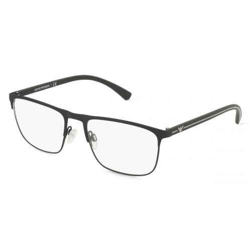 Emporio Armani EA1079 Herren-Brille inkl. Gläser Vollrand Eckig Metall-Gestell 55mm/18mm/140mm, schwarz