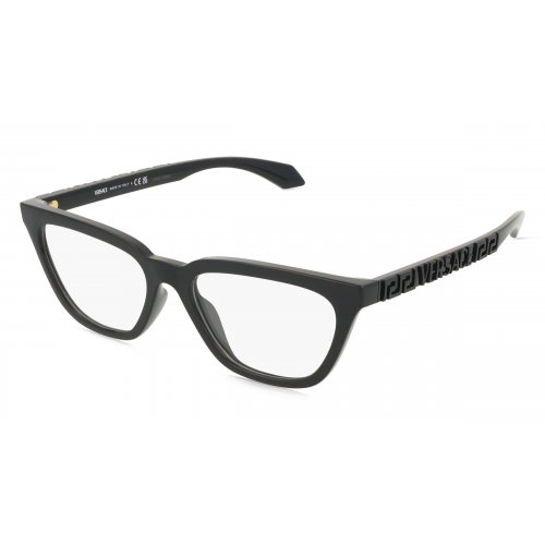 Versace 0VE3352U Damen-Brille inkl. Gläser Vollrand Cateye Kunststoff-Gestell 53mm/17mm/140mm, schwarz