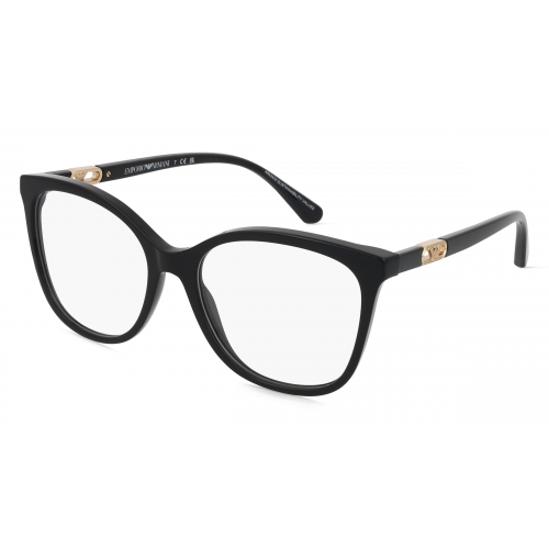 Emporio Armani EA3231 Damen-Brille inkl. Gläser Vollrand Eckig Acetat-Gestell 54mm/17mm/140mm, schwarz