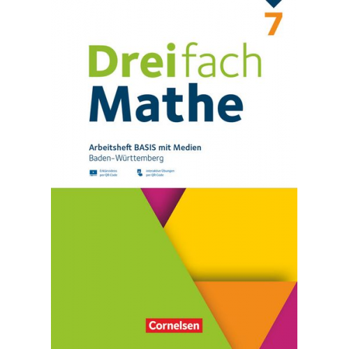 Dreifach Mathe 7. Schuljahr - Baden-Württemberg - Basis - Arbeitsheft mit Medien und Lösungen