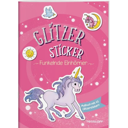 45206 - Glitzer-Sticker Malbuch. Funkelnde Einhörner