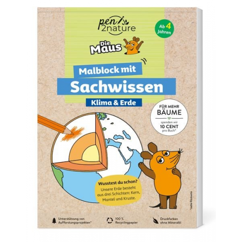 Pen2nature - Die Maus - Malblock mit Sachwissen Klima & Erde