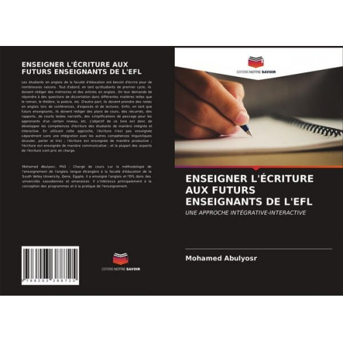 Mohamed Abulyosr - Enseigner L'écriture Aux Futurs Enseignants De L'efl