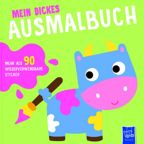 Mein dickes Ausmalbuch (Cover grün - Kuh)