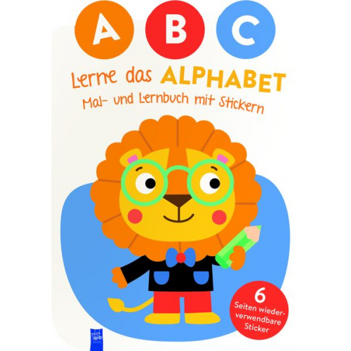 A,B,C - Lerne das Alphabet - Mal- und Lernbuch mit Stickern (Cover Löwe)