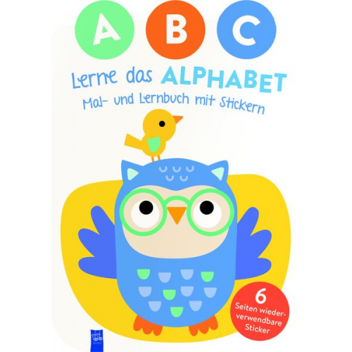 A,B,C - Lerne das Alphabet - Mal- und Lernbuch mit Stickern (Cover Eule)