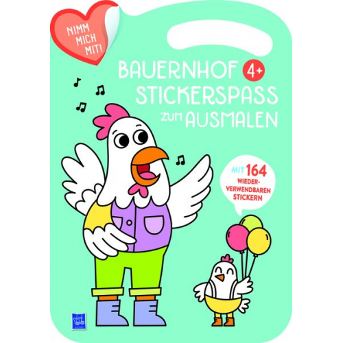 Bauernhof Stickerspaß zum Ausmalen 4+ (Cover blau, Henne)