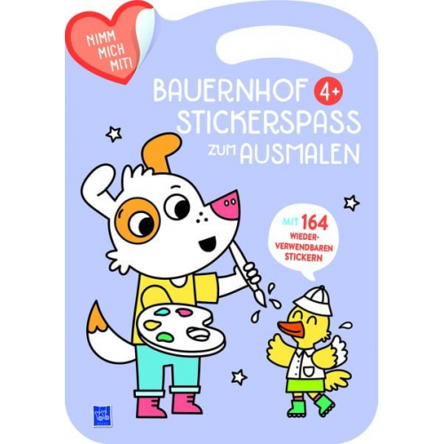 Bauernhof Stickerspaß zum Ausmalen 4+ (Cover violett, Hund)