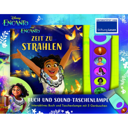 Disney Encanto - Zeit zu strahlen - Pappbilderbuch mit Taschenlampe und Glitzerseiten - Bilderbuch mit 5 magischen Geräuschen