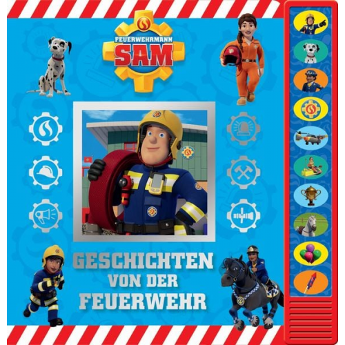 47149 - Feuerwehrmann Sam - Geschichten von der Feuerwehr - Pappbilderbuch zum Vorlesen - Soundbuch mit 10 fröhlichen Geräuschen