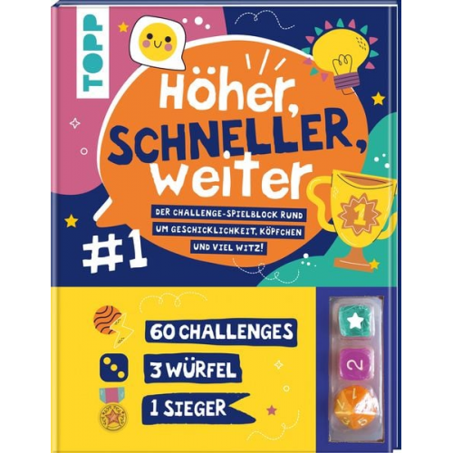 Frechverlag - Höher, schneller, weiter! Der Challenge-Spieleblock mit 3 Würfeln