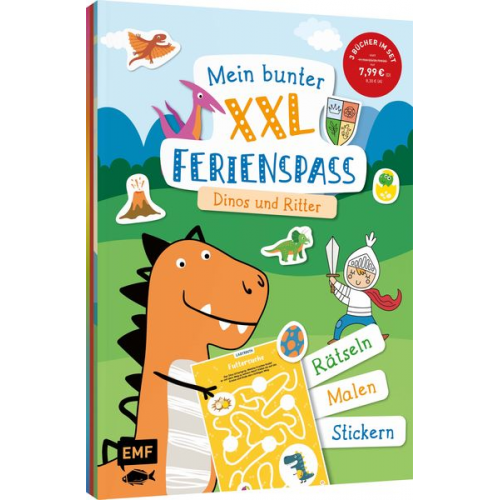 Mein bunter XXL-Ferienspaß: Dinos und Ritter – 3 Kreativbücher im Bundle