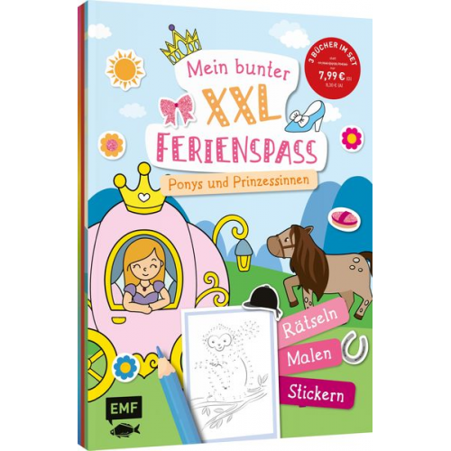 Mein bunter XXL-Ferienspaß: Ponys und Prinzessinnen – 3 Kreativbücher im Bundle