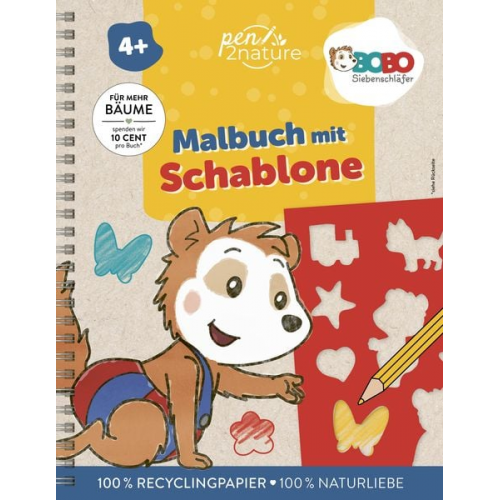 Pen2nature - Bobo Siebenschläfer Malbuch mit Schablone. Zeichnen und Malen für Kinder ab 4 Jahren