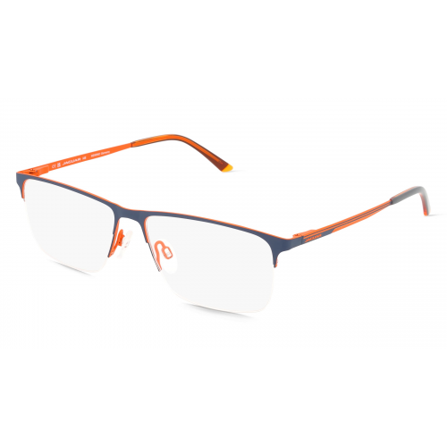 Jaguar J 3619 Herren-Brille inkl. Gläser Halbrand Eckig Edelstahl-Gestell 56mm/15mm/145mm, Blau