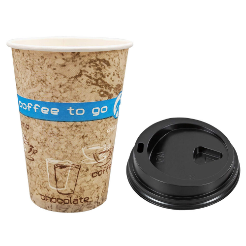 Kaffeebecher Coffee ToGo DREAMS mit Deckel schwarz 300 ml hoch + schmal 100 Stk.