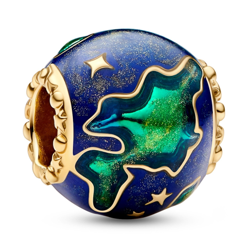 Pandora 762431C01 Charm Planet Erde Goldfarben