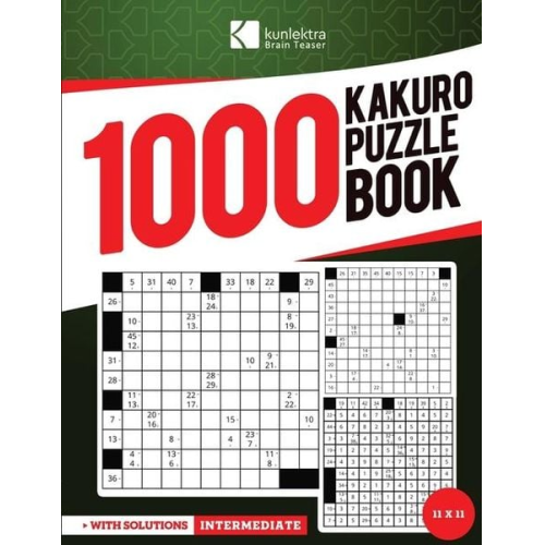 Kunlektra Brain Teaser 1000+ 11 x 11 Kakuro Puzzle Book for Adults