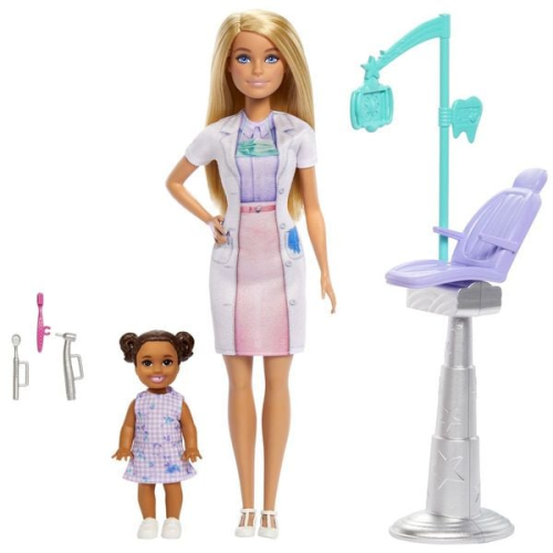 Barbie Zahnärztin-Puppe, blonde Modepuppe, 1 Kinderpuppe, medizinisches Unters