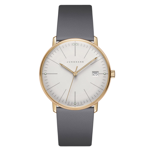 Junghans 47/7853.02 max bill Damenuhr mit Saphirglas Grau/Goldfarben