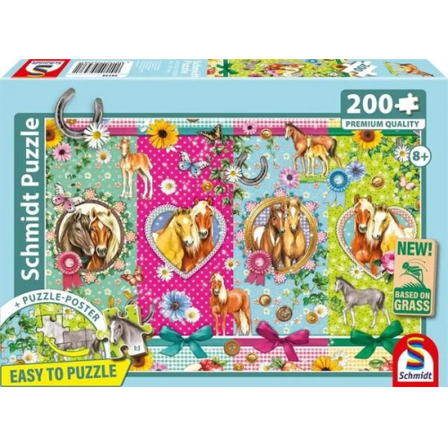 Schmidt 56538 - Alles fürs Pferdeglück, Puzzle mit Poster, 200 Teile aus NATPAX® Graspappe