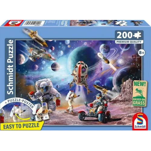 Schmidt 56539 - Weltraummission, Puzzle mit Poster, 200 Teile aus NATPAX® Graspappe