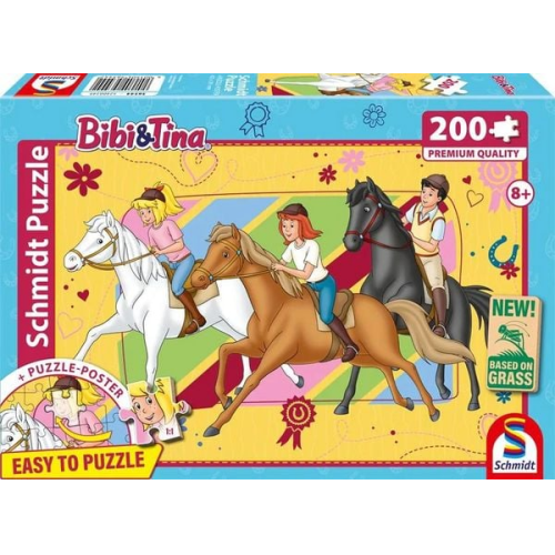 Schmidt 56544 - Bibi & Tina, Pferdeliebe, Puzzle mit Poster, 200 Teile aus NATPAX® Graspappe