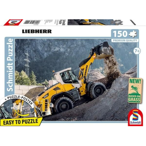 Schmidt 56551 - LIEBHERR Radlader L526, Puzzle mit Poster, 150 Teile aus NATPAX® Graspappe