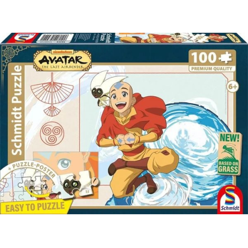 Schmidt 56554 - Avatar, Der Herr der Element, Puzzle mit Poster, 100 Teile aus NATPAX® Graspappe