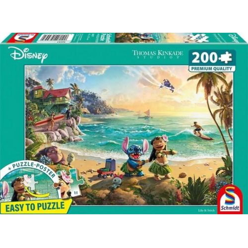 Schmidt 56557 - Disney, Lilo & Stitch, Puzzle mit Poster, 200 Teile aus NATPAX® Graspappe