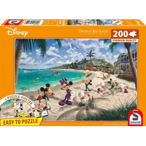 Schmidt 56559 - Disney, Mickey and Minnie in Florida, Puzzle mit Poster, 200 Teile aus NATPAX® Graspappe