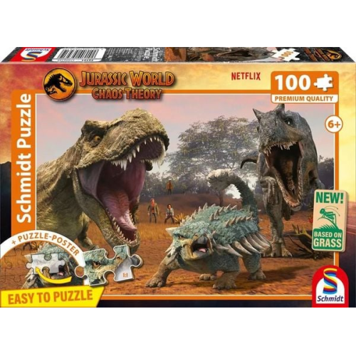 Schmidt 56561 - Jurassic World, Chaos Theory, Eine neue Ära, Puzzle mit Poster, 100 Teile aus NATPAX® Graspappe