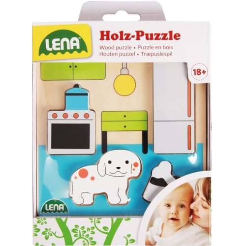 LENA® 32141 - Holz-Puzzle Küche, 4 Teile