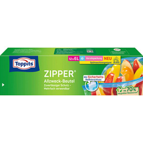 12 Toppits Gefrierbeutel ZIPPER 6,0 l