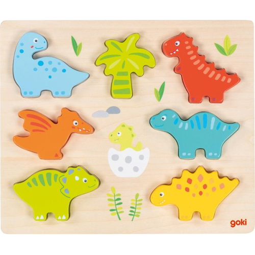 Goki 57360 - Einlegepuzzle Dinosaurier