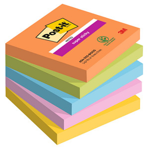 Post-it® Boost Haftnotizen extrastark farbsortiert, 5 Blöcke