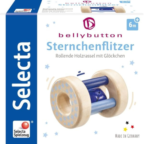 Selecta 64011 - bellybutton, Sternchenflitzer, Roll-Rassel, Holz, blau