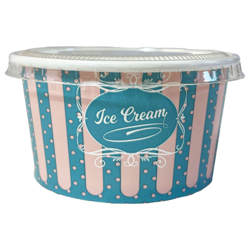 Eisbecher aus Papier Patisserie ICE CREAM Motiv 260 ml 8oz mit Deckel, 100 Stk.