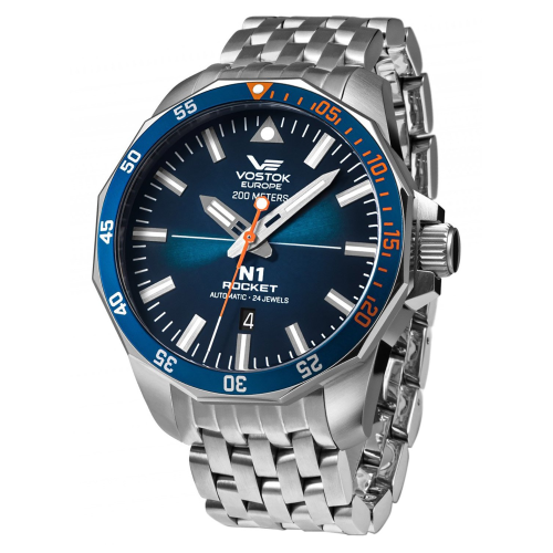 Vostok Europe NH35A-225A615B Herren-Automatikuhr Rocket N-1 Stahl/Blau