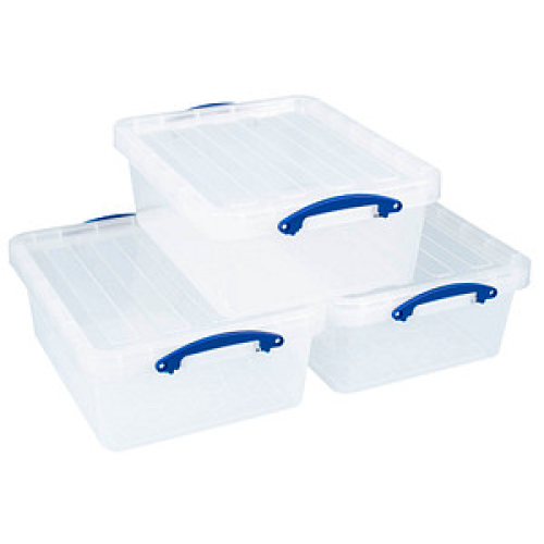 3 Really Useful Box Aufbewahrungsboxen 3x 23,5 l transparent 50,0 x 39,5 x 19,5 cm