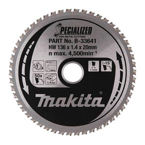 makita B-33641 SPECIALIZED Kreissägeblatt 136,0 mm, 50 Zähne