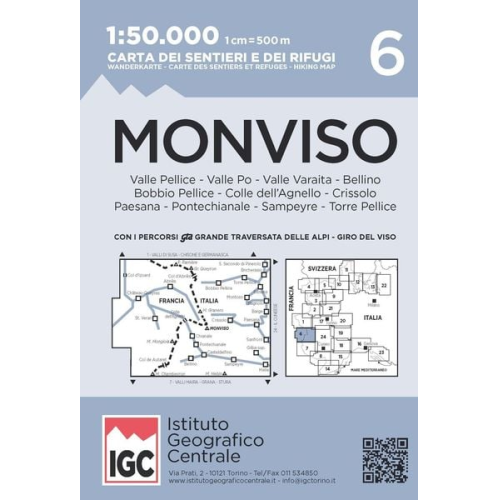 IGC Italien 1 : 50 000 Wanderkarte 6 Monviso